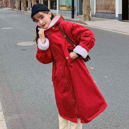 Winter Women Long Lamb Wool Parkas Jacket Casual Hooded Oversized Thick Warm Parkas Coat 2021 Fashion Girls outwear parkas
