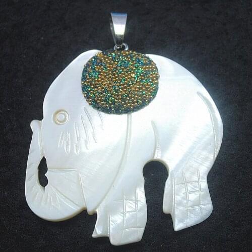 1pc white elephant pendants shell pendants for women pendants making diy beads findings new arrival for good one top selling