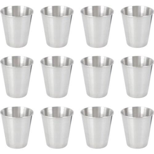 12pcs Stainless Steel Shot Cups Portable Drinking Tumbler Spirits Cup Wine Cups Sauce Holder