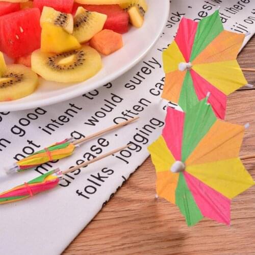 144Pcs/Box Cocktail Umbrellas Handmade Octagonal Star-Shaped Wood Disposable Parasol Sticks Party Supplies