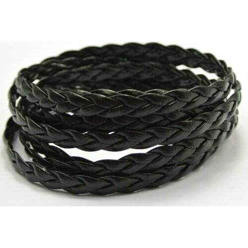 32.8 Feet Black Flat Braided Bolo Leatherette String Jewelry Cord Flat Woven 5X1mm