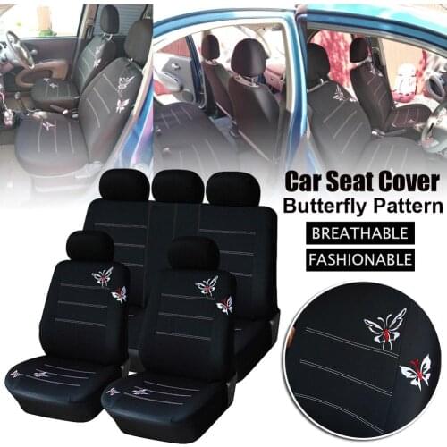 4/9 Pcs Butterfly Pattern Car Seat Covers compatible Fit Most Car Truck SUV or Van 100% Breathable with 2 mm Composite