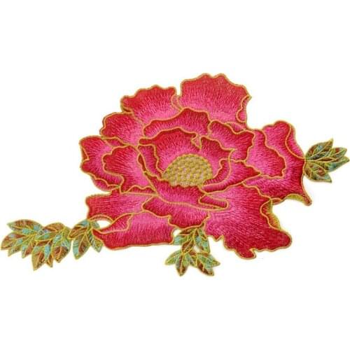 1pc New Blooming Peony Flower Applique Embroidered Sew on Showy Flower Patches For Clothes Bag Sticker Diy Decoration Repair