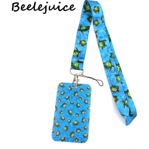 Blue Sea Turtles Neck Keychain Necklace Webbings Ribbons Anime Cartoon Neck Strap Lanyard ID badge Holder Keychain Lanyards Gift