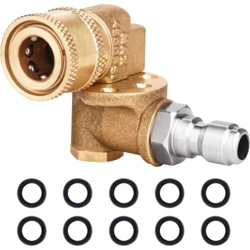 Quick Connecting Pivoting Coupler 180 Degree with 5 Angles and Safety Lock for Pressure Washer Spray Nozzle, Max 5000 PSI, 1/4 I