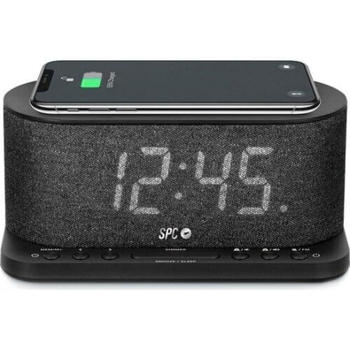 Clock-Radio with Wireless Charger SPC 4582N 4,3" LED USB Black