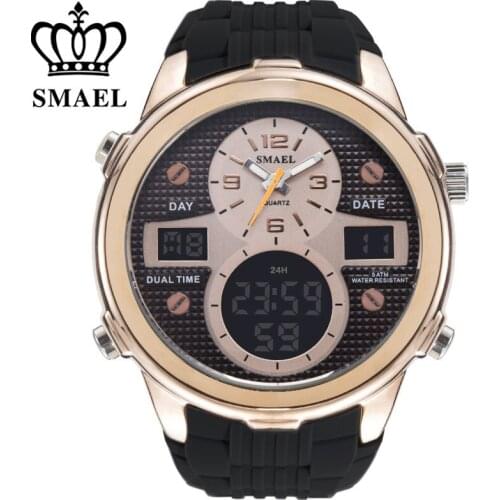 SMAEL Casual Sport Watches for Men Black Top Brand Luxury Military LED Wrist Watch Man Clock Fashion Chronograph Wristwatch