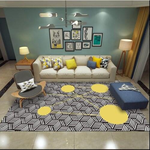 Ins Geometric Black White Carpets Rugs Modern Coffee Table Bedroom Living Room Non-Slip Tapete Modern Home Decor Floor Mats
