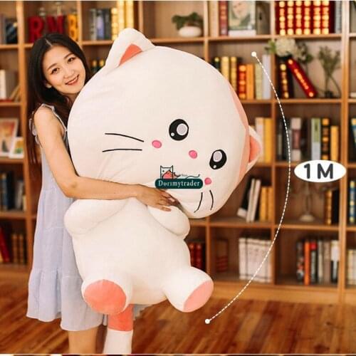 Dorimytrader 100cm Large Pop Lovely Cartoon Cat Plush Toy 39inches Stuffed Anime Cats Doll Animal Pillow Baby Gift DY61609