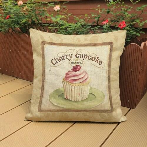 European Dessert Style Cushion Cream Cake Print Square Throw Pillows Restaurant Bar Coffee Shop Decoration Sofa Chair Pillowcase