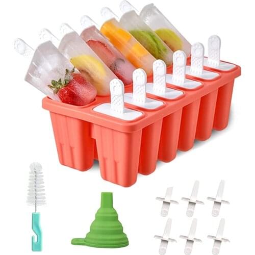 Homemade Popside Mold, 12 PCS Ice Popsicle Molds, Reusable Popsicle Molds Silicone BPA Free, Ice Popsicle Molds