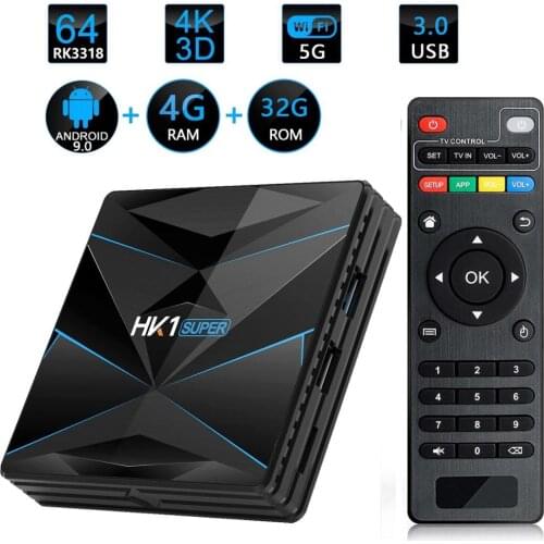HK1 Super Android 9.0 TV BOX RK3318 4GB 64GB 4GB 128GB TV Wifi BT4.1 Fast Smart Set Top TV Box Media Player free shipping
