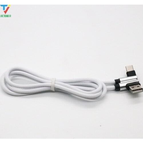 Micro USB Cable 90 Degree Elbow Nylon Braided 1m USB C Fast Charging Charger Data Cable For Samsung S7 Xiaomi iPhone 300pcs
