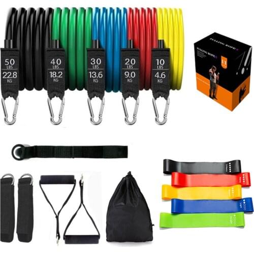 17pcs Resistance Bands Set Exercise Bands Working For Indoor Outdoor Sports Training Yoga Gym Pull Rope Set 150 Pounds