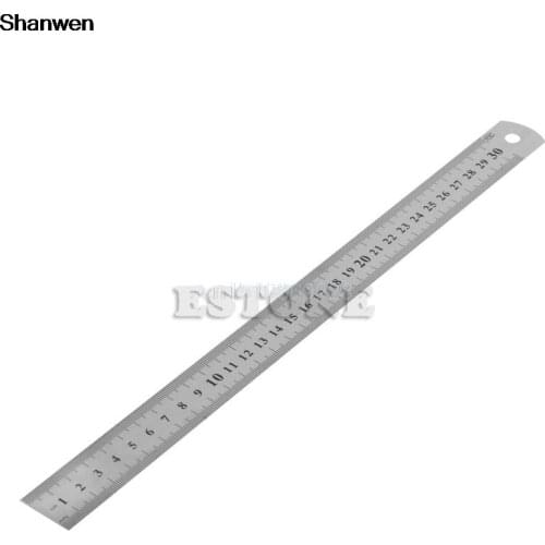 Ruler 30CM 12" Double Side Stainless Steel Metric Metal Ruler Pocket Pouch Measurement M216 HOT SALE