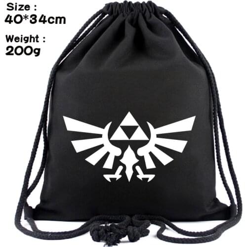 Zelda Logo Anime Fashion Canvas Backpacks Cartoon Drawstring Backpack Casual String Bags shopping Knapsack Unisex New Gifts