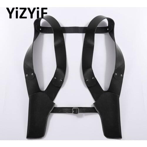 Men Anti-Theft Underarm Double Shoulder Bag Punk Gothic Hidden Wallet Adjust Holster Straps Belt