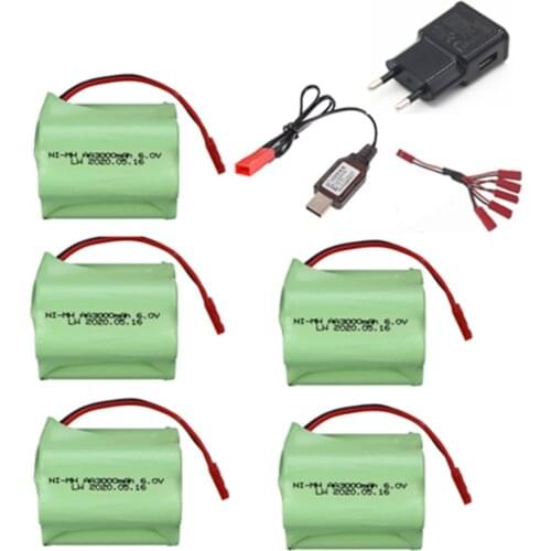 6V 3000mah NiMH Battery For Rc toys Cars Tanks Trucks Robots Boats Guns Spare Parts 6V NI-MH Battery Charger Set Jst Plug