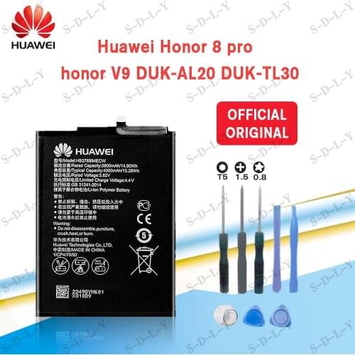 Original Huawei honor 8 Pro Battery DUK-AL20 DUK-TL30 HB376994ECW 4000mAh Full Capacity For Hua Wei V9 Batteries +Tools
