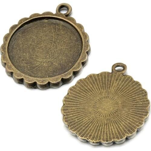 10pcs 20mm Round Shape Brozen Color Cameo Cabochon Base Setting Pendant Tray Jewelry Making Findings Supplies DIY Accessories