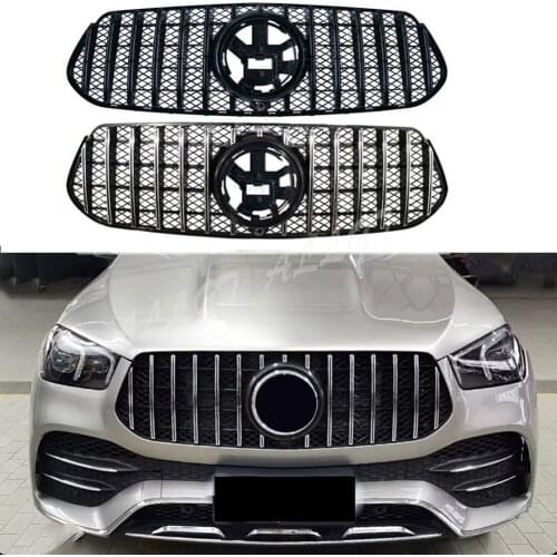 Car Front Racing Billet Bumper Mesh Grill Bar Vent Upper Cover For Mercedes-Benz W167 GLE-Class 2020 2021 With Net Deluxe