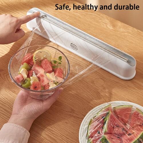 Plastic Packaging Dispenser With Sliding Cutter Reusable Wrap Dispenser Wall-Mounted Tin/Aluminum Foil Dispenser Cling Film