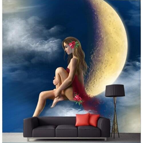 Custom photo 3d room wallpaper Non-woven Sexy belle stars the moon decoration painting 3d wall murals wallpaper for walls 3 d
