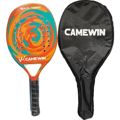 CAMEWIN Professional Full Carbon Beach Tennis Paddle Racket Soft EVA Face Raqueta With Bag Unisex Equipment Padel Racket
