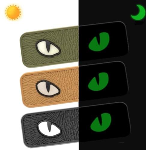 Luminous Cat Eyes Reflective Sticker PVC Tactical Morale Patch Hook Fasteners for Helmet Backpack Vest Military Fan Equipment