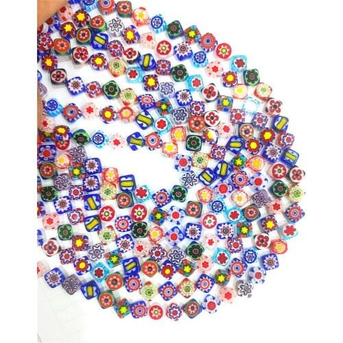Thousand Flower Colored Glass Loose Beads 6-10mm Color Diagonal Colored Glass Bead DIY Making Bracelet Necklace Accessories