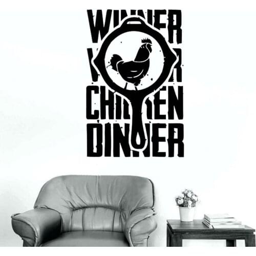 Winner Chicken Dinner Game Wall Decal Personalised House Decor Customized For Kids Bedroom Playroom Vinyl Wall Art Sticker S155