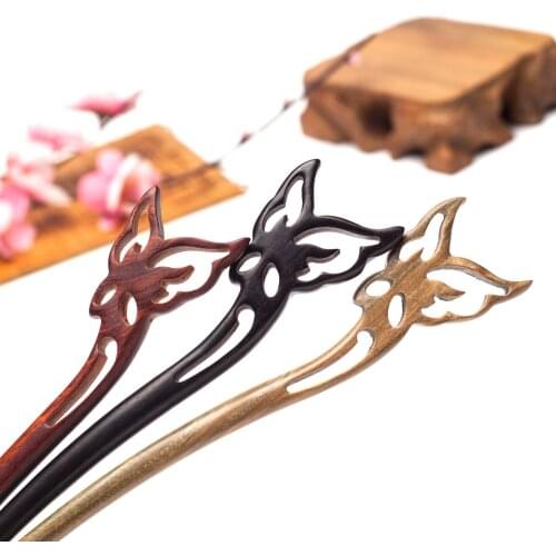 Sandalwood Butterfly Hair stick hair jewelry Natural fragrance Hand-carved hairpin chinese Vintage jewellery for women girl 2019