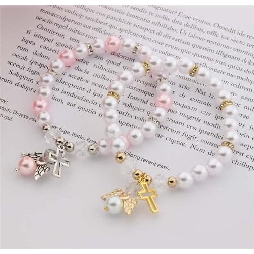 10pcs Baby Shower Favor Christening Bracelet Angel Girl Boy Communion Baptism Souvenir Gift Giveaway Wedding Gifts for Guests
