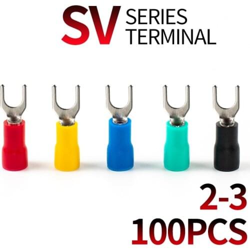 100PCS SV2-3 wire crimping terminal connector flat terminal crimping wire connector insulation and waterproof A.W.G 16-14