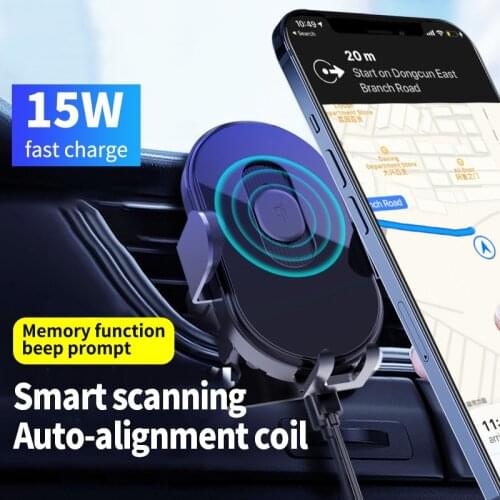 15W Auto-alignment Coil QI Wireless Car Charger for iPhone 12 11 10 X XR XS Samsung S10 Pro Car Air Vent Holder Built-in Battery