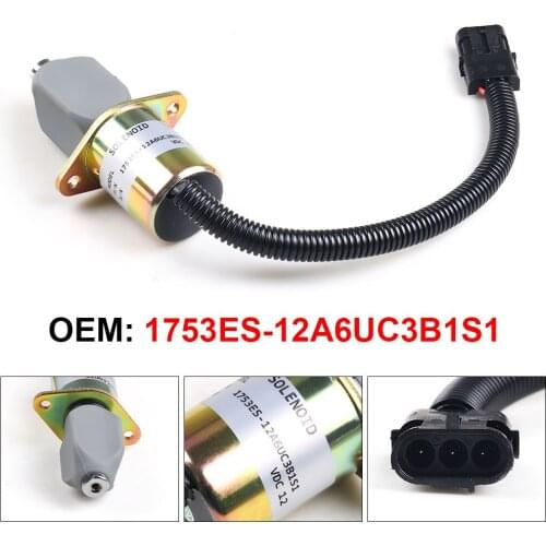 1753ES-12A6UC3B1S1 12V Fuel Shutdown Shut off Stop Solenoid Valve For Cummins For Yanmar For Kubota SA-3665-12