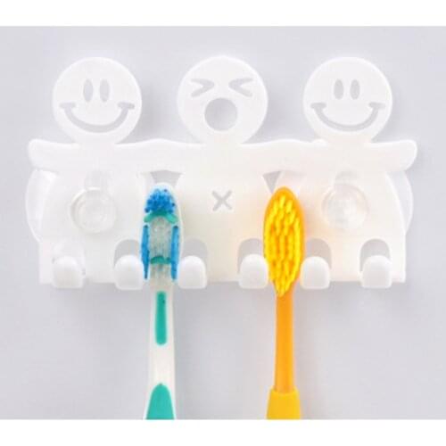 3 Smiley Face Doll Toothbrush Towel Holder Wall Mount Hook Stand Bathroom Kitchen Accessories Organiser