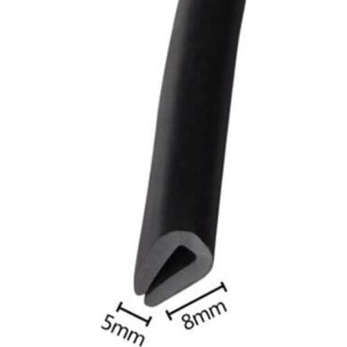 5mm x 8mm U Channel EPDM Black Moulding Trim Strip Edge Guard Rubber Sealing Strip Weatherstrip Door Protector