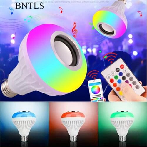 7W E27 Smart RGB RGBW Wireless Bluetooth Speaker Bulb Music Playing Dimmable LED Bulb Light with 24 Keys Remote Controller