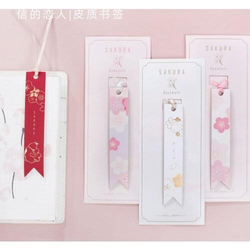 8PCS cherry blossoms series creative fresh and lovely PU Leather bookmark