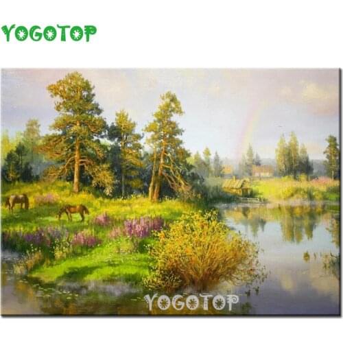 Diamond Painting Nature Full Square Landscape Diamond Mosaic Tree Diy Diamond Embroidery village Scenery Handmade Gifts YY4528