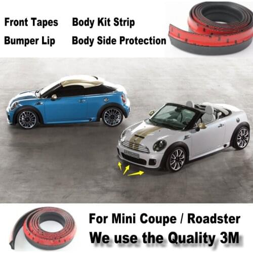 Car Bumper Lips For Mini Coupe / Roadster / Paceman Spoiler Body Kit Strip / Front Tapes / Body Chassis Side Protection