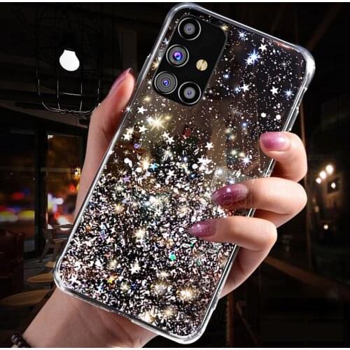 Glitter Star Diamond Case for Samsung Galaxy M11 M21 M31 M31S M51 M30S Sexy Lady Bling Clear TPU Cover