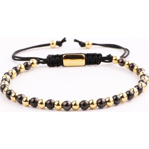 JARAVVI High Quality Men Bracelet Simple Design 4mm Small Stainless Steel Beads Macrame Friendship Bracelet Men Jewelry Gift