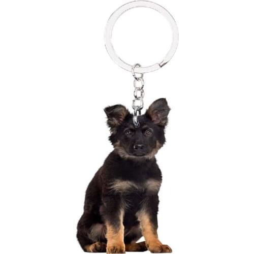 Pet Dogs Keychain German Shepherd Dog Kawaii Animal NOT 3D Flat Lucky Men Cute Charms Bag Drop Charms Gift Women Chain Miss Pets
