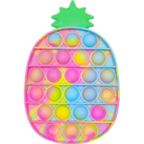 Color Pineapple Push Pop Bubble Sensory Fidget Silicone Toy for Kids Adult Stress Relief Soft Bubble Finger Toys Gifts