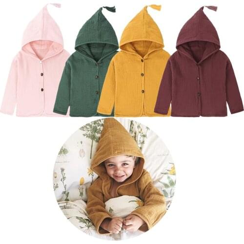 Baby Outerwear Coats Tassel Hooded Cotton Linen Children Cardigan Blouse Boys Kids Hooded Jacket For Boys Fashion Coats
