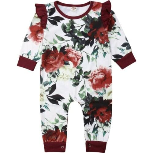 New Newborn Toddler Baby Girl Long Sleeve Flower Romper Autumn Casual Cotton Baby Girl Jumpsuit Outfits Clothes
