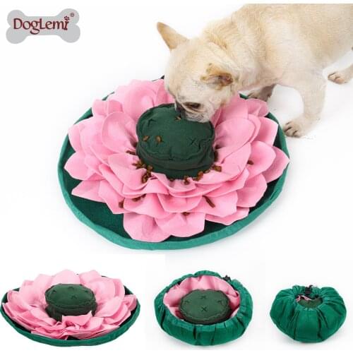 Lotus Flower Design Dog Snuffle Bowl Mat Slow Feeding Dog Training Bowl Nosework Mat