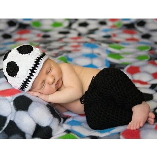 Football baby hat and shorts suit Hot sale Baby handmade cotton Costume Newborns Photography Props Infant Outfits